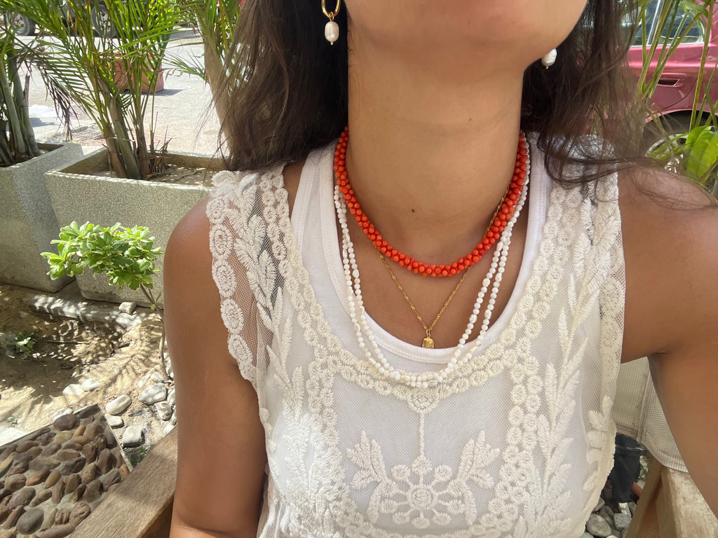 Orange coral necklace