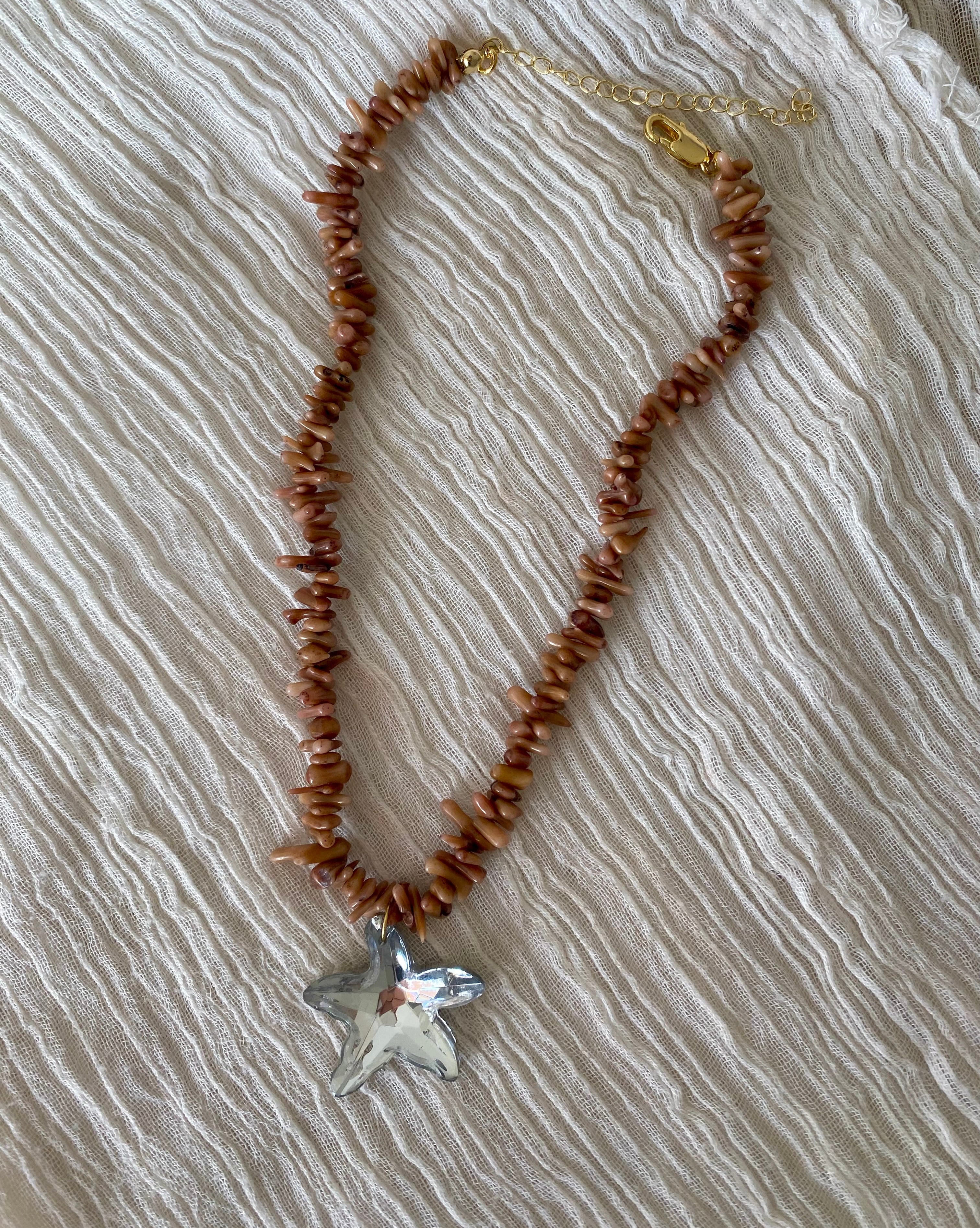 Coral necklace with star pendant