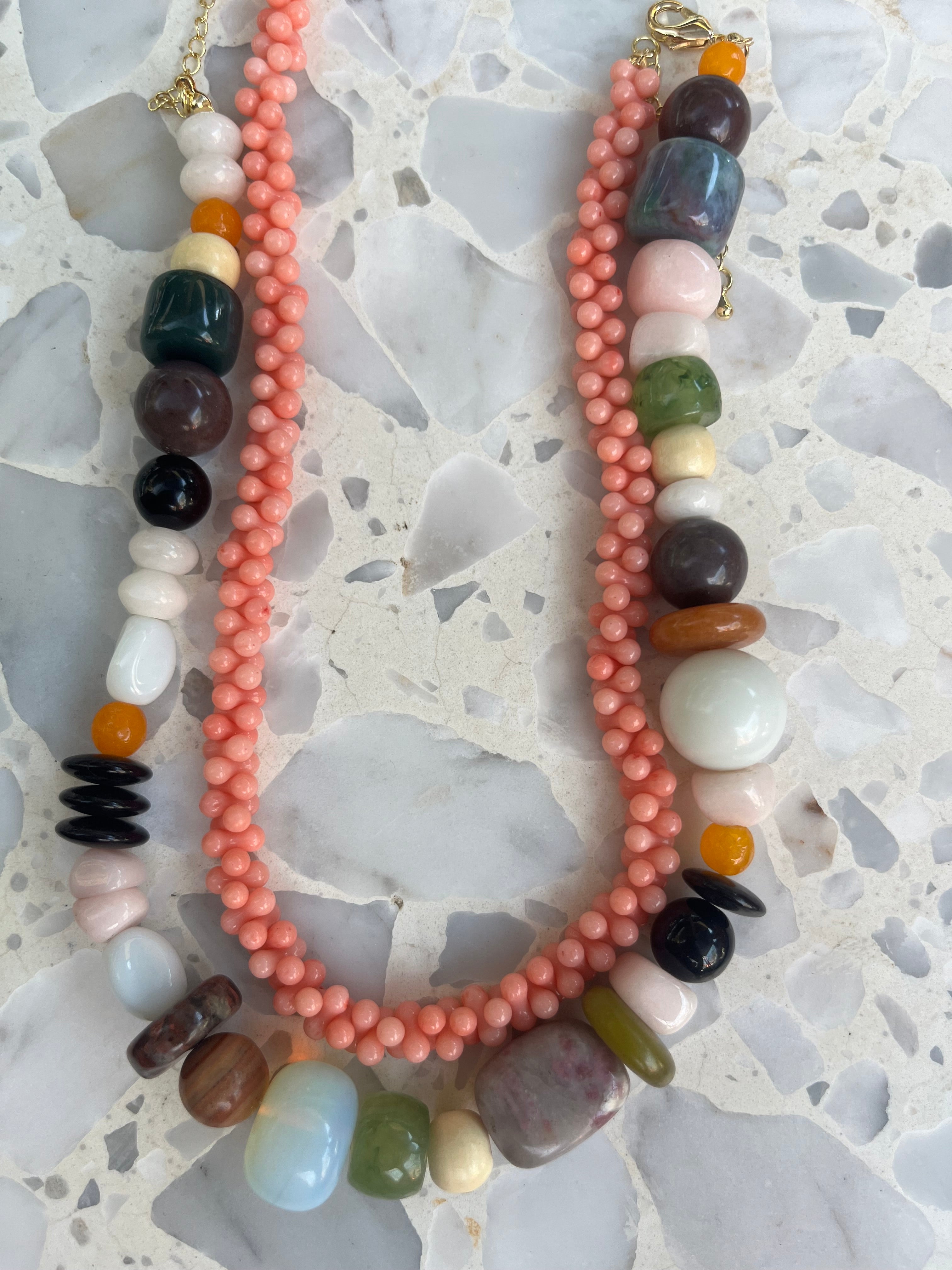 Pink coral necklace